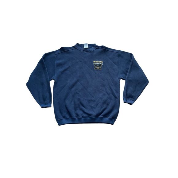 90s Vintage university of Michigan blue thermal oversized sweatshirt size xl - Picture 1 of 7